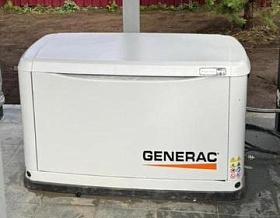 Монтаж газового генератора Generac 7189 с АВР под навесом